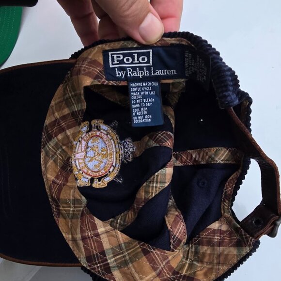 Ralph Lauren Polo Hat  Vintage Corduroy Hat Cap Leather Bill Strap Equestrian - Picture 7 of 13